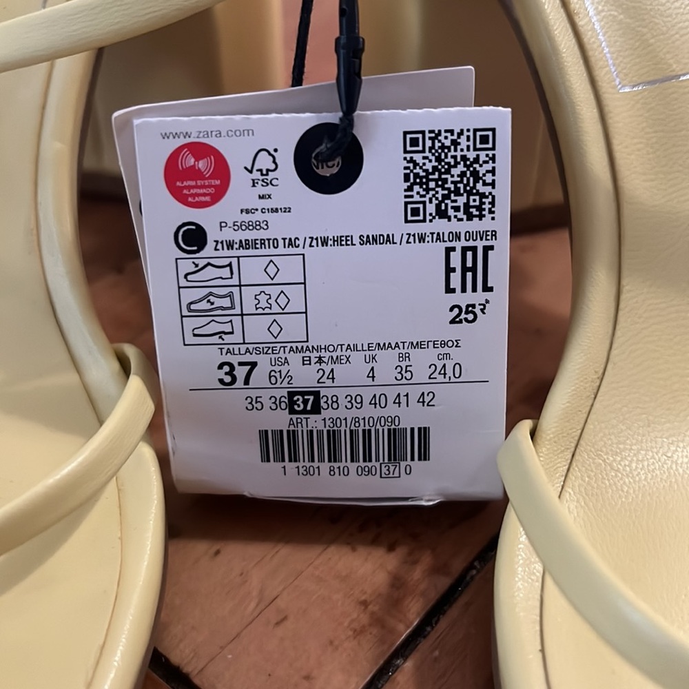 ZARA heeled Square Toe Ankle strap sandal size 6.5 - Picture 5 of 9